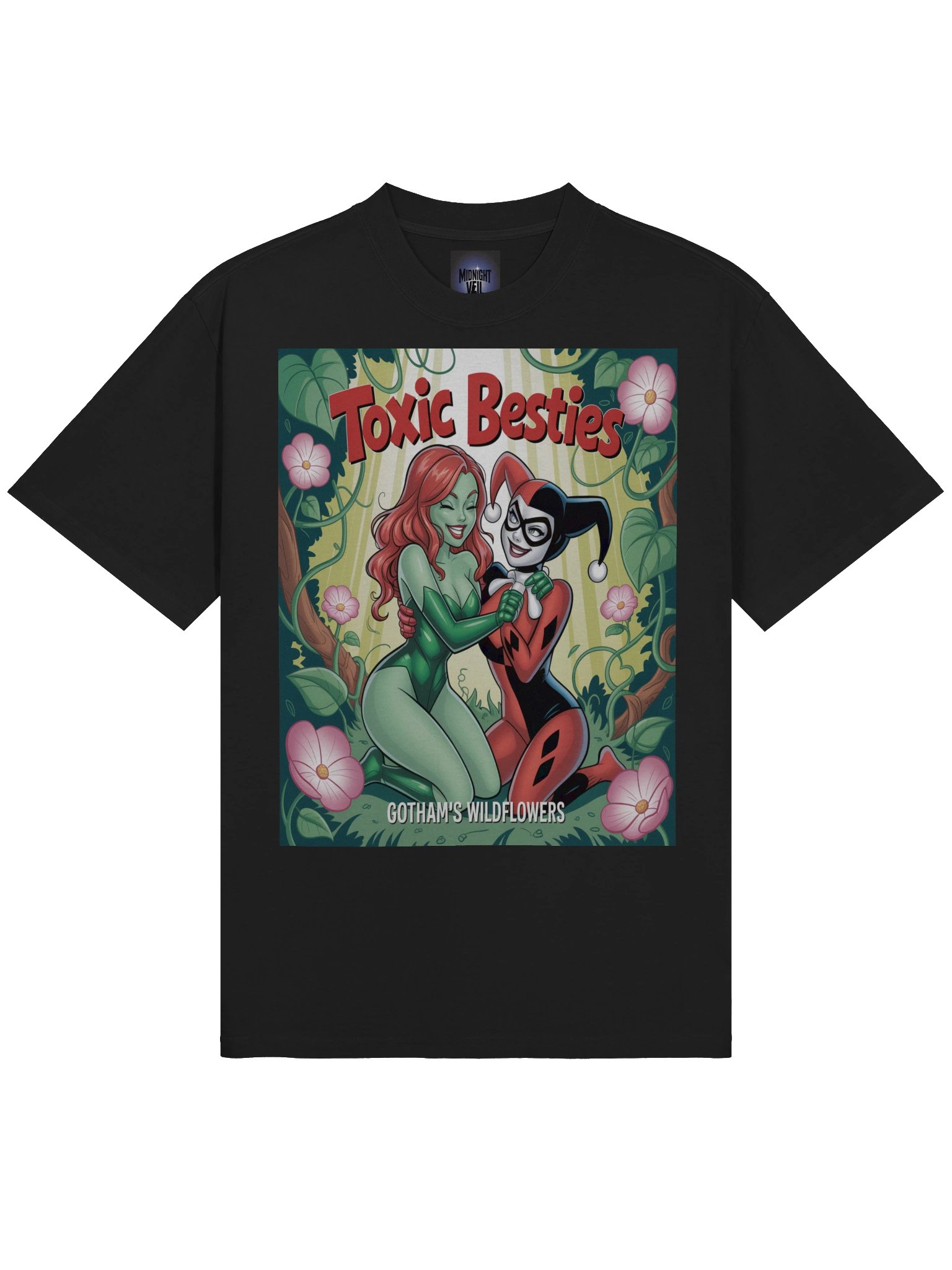 Toxic Besties: Poison Ivy & Harley Quinn Gotham Wildflowers Oversized Faded Unisex T-Shirt product image (5)