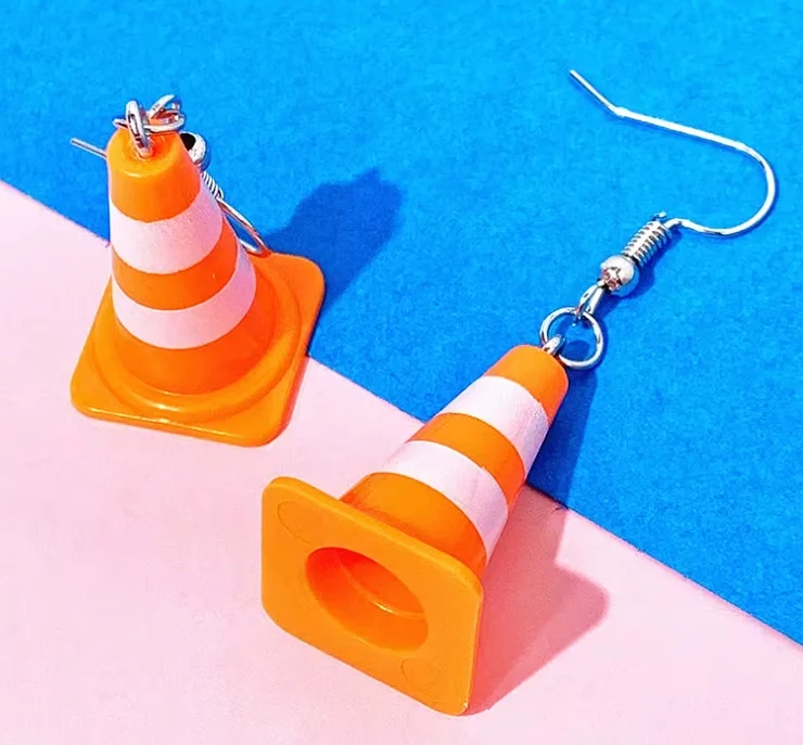 Novelty Orange Cone Barrier Earrings product image (1)