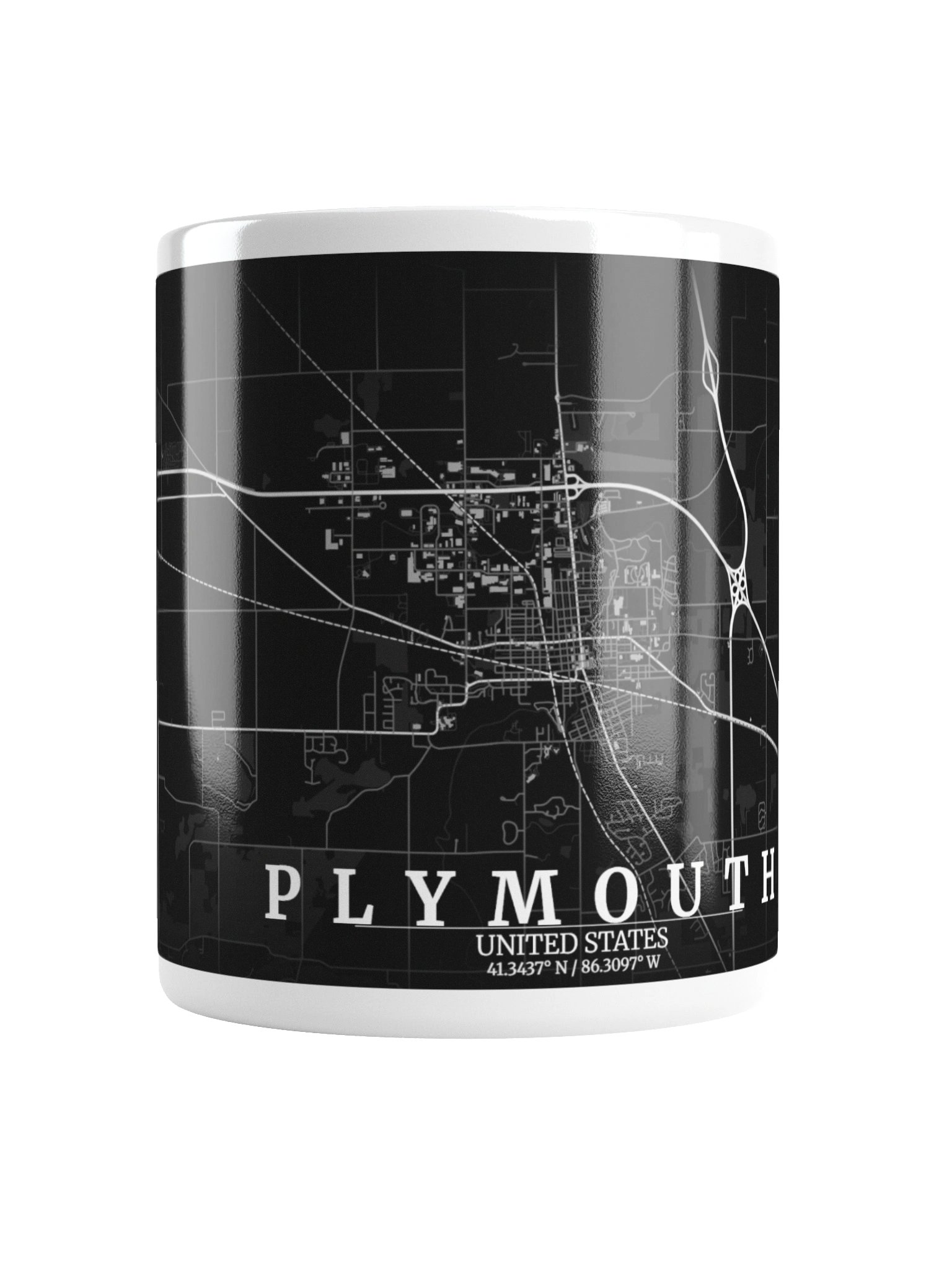 Plymouth,IN Noir Map Mug product image (1)