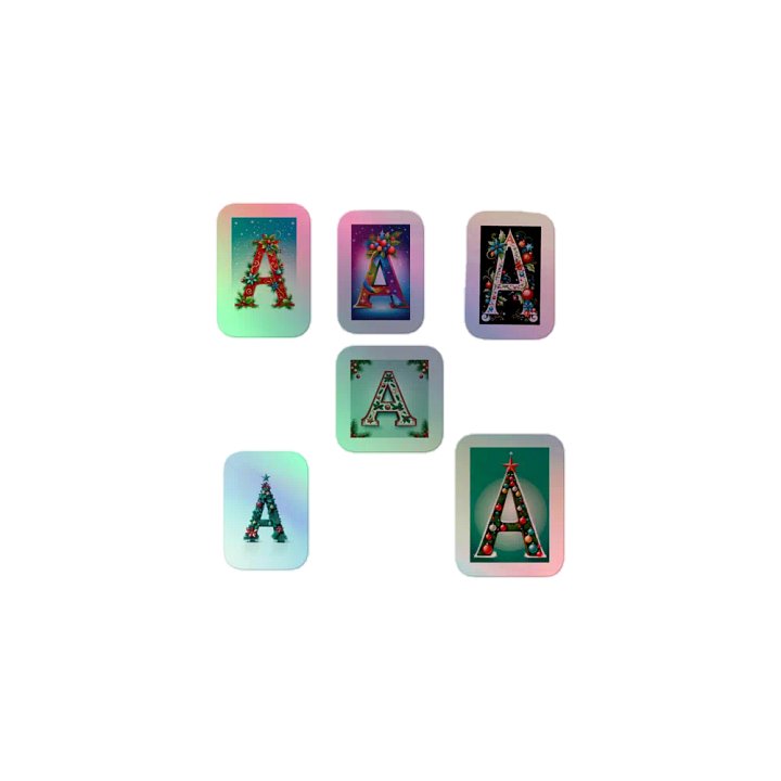 All A's Christmas Monogram Holo Sticker Pack product image (1)