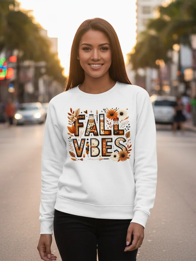Fall Graphic Sweatshirt Autumn Vibes product image (1)