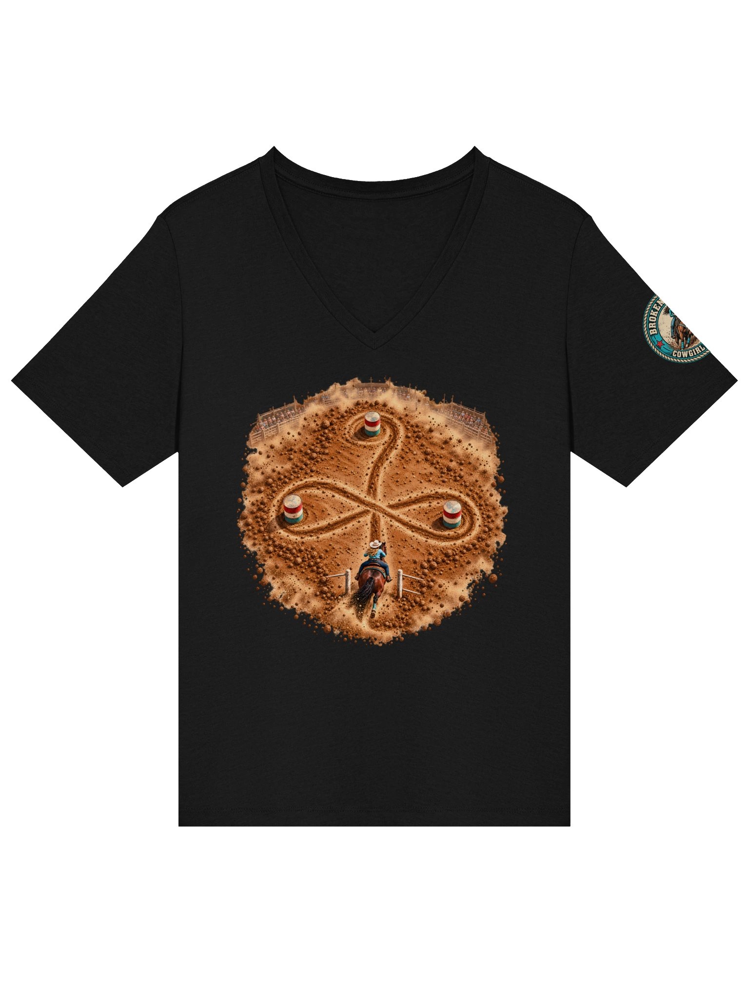 Barrel Racing V-Neck — Cloverleaf Overhead Rodeo Shirt | Broken Cowgirl™ product image (3)