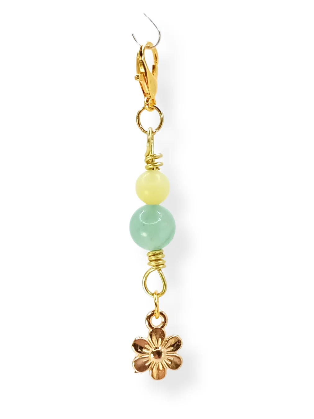 Flower Notebook Charm | Green Jade & Aventurine, Gold-Tone | Stitch Marker | Zipper Pull product image (6)