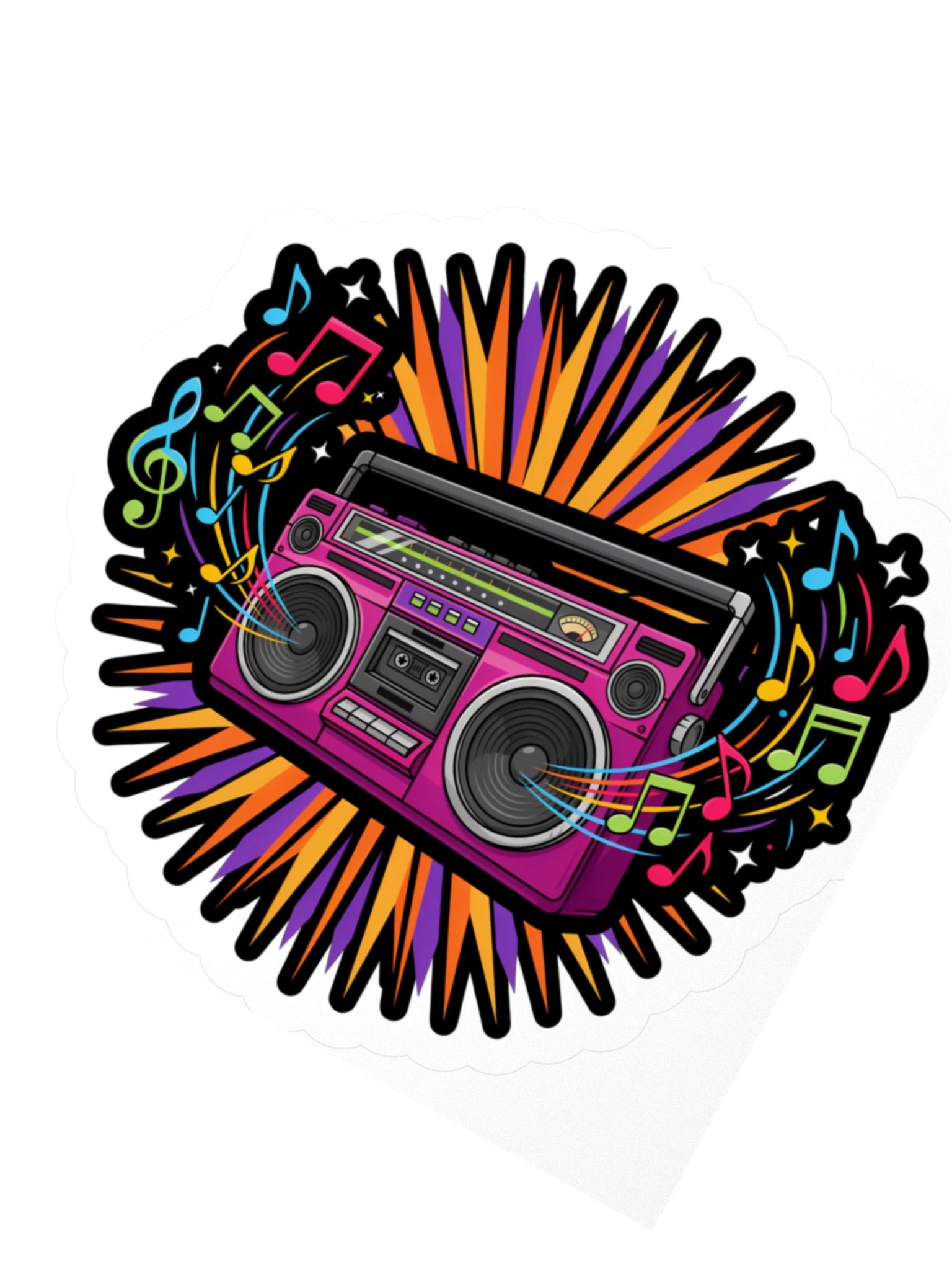 Retro Boombox Kiss Cut Sticker product image (4)