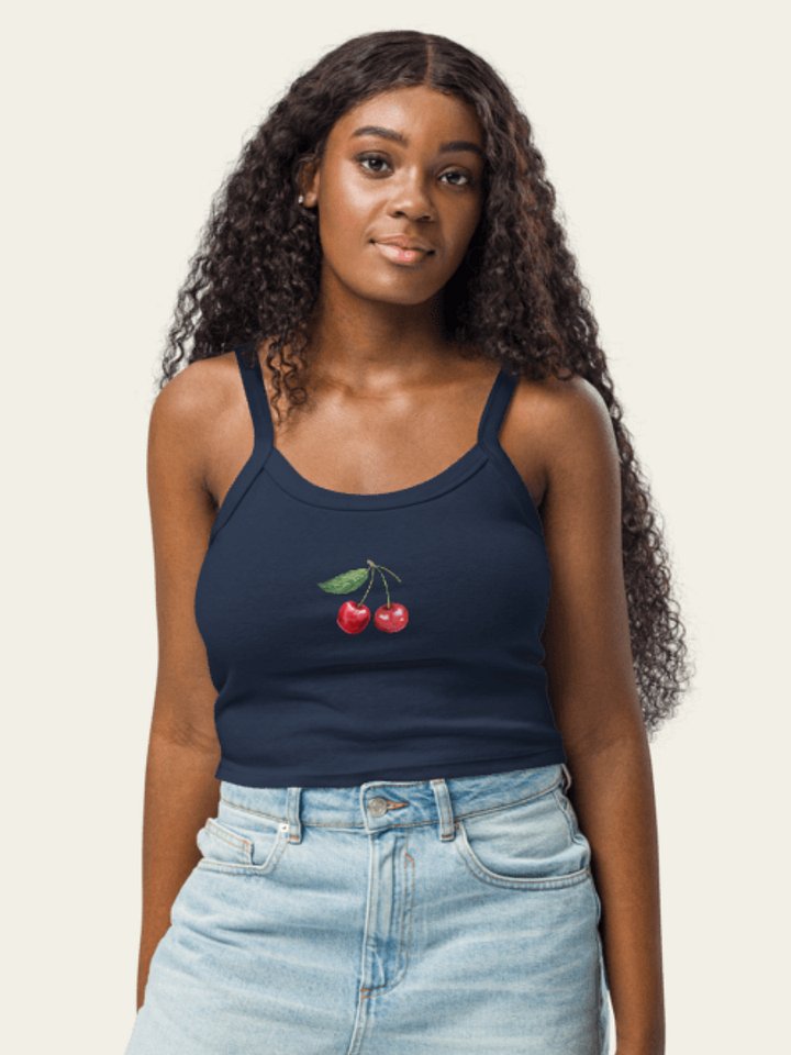 Ribbed Cherry Tank Top - Navy product image (1)