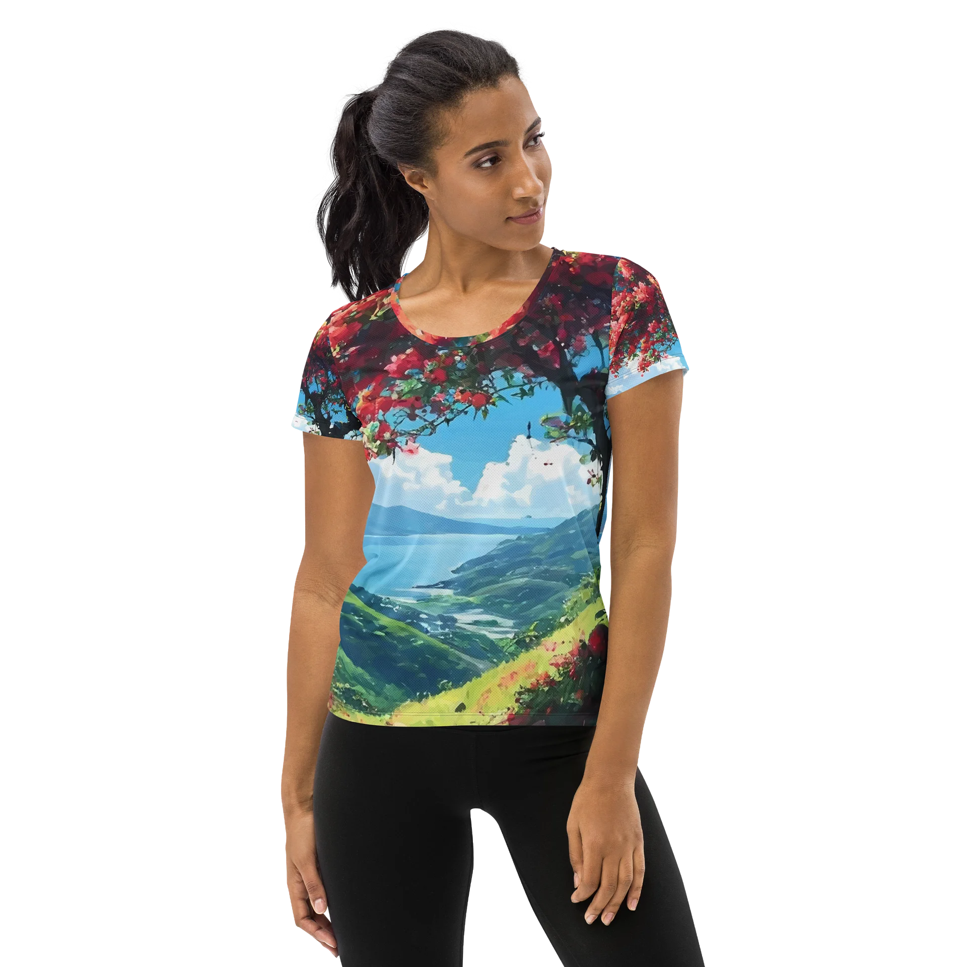 Caribbean Hillsides - CaribbeanApples | Women's Athletic T-Shirt product image (1)