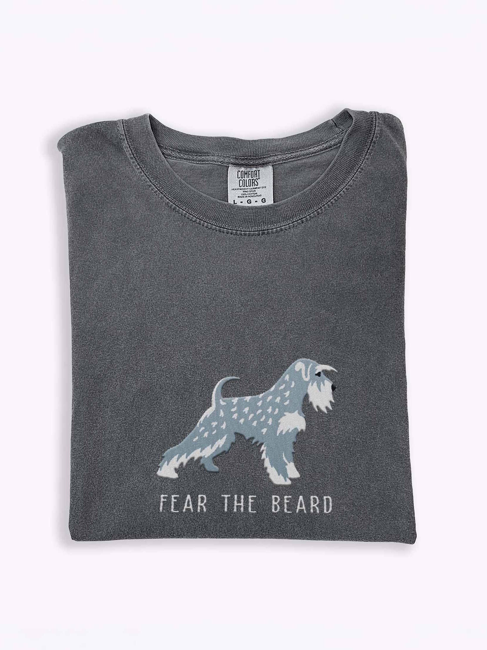 Fear the Beard T-Shirt(Embroidered) of a Miniature Schnauzer(Salt & Pepper) product image (1)