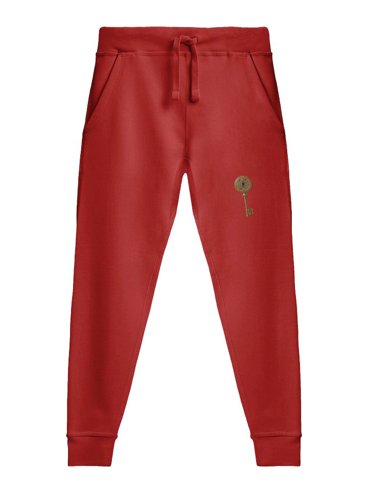 The Gatekeeper’s Key Fleece Joggers – Front Thigh & Back Lower Leg Print | Red | product image (1)