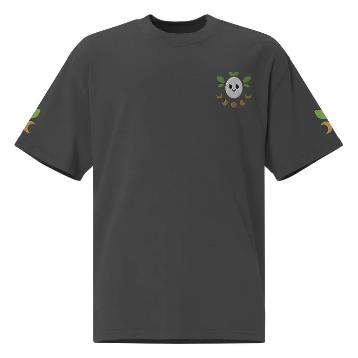 T-shirt Oversized Premium Rethaly lune masque joyeux plantes brodé product image (1)