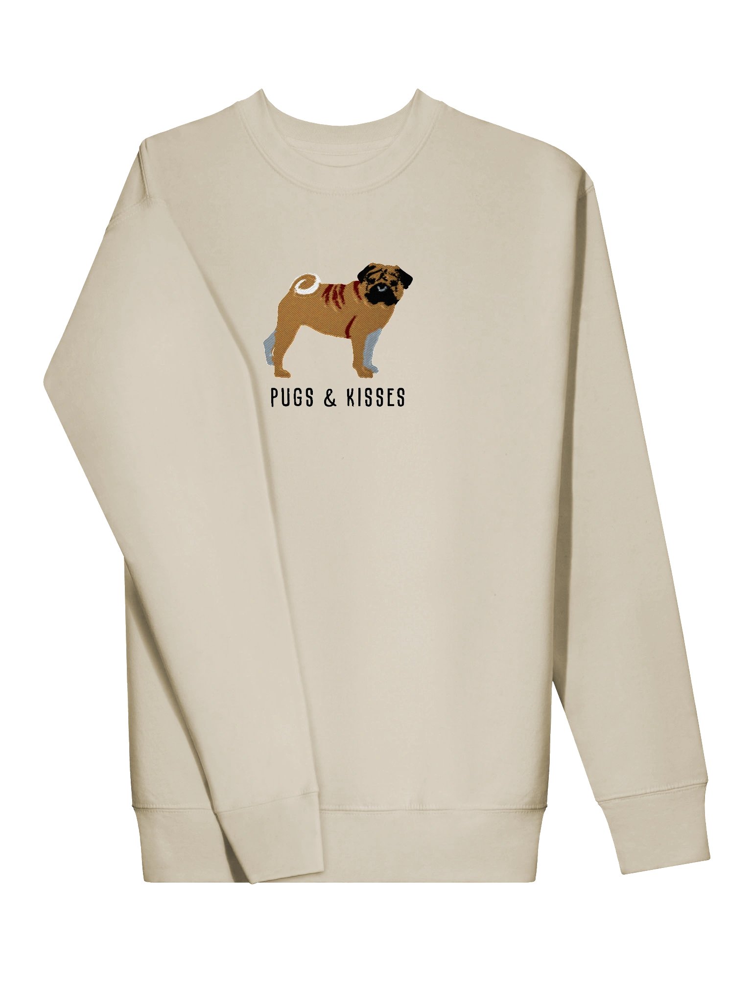 Pugs and Kisses Sweatshirt (Embroidered) of a Pug(Fawn) product image (3)