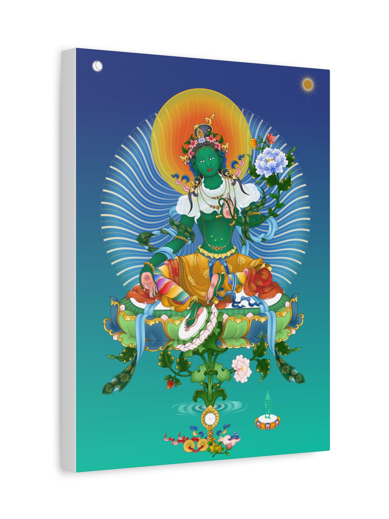 Green Tara thankga canvas print product image (2)