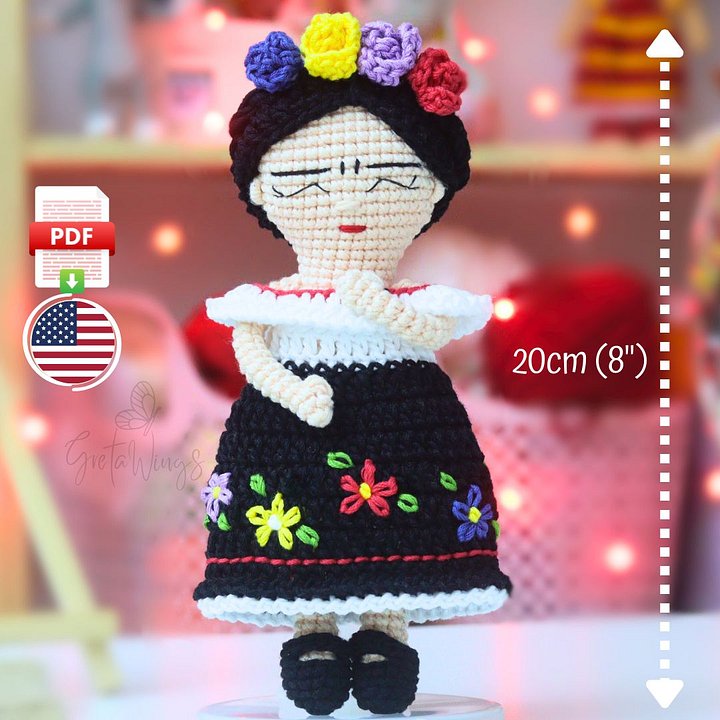 Amigurumi Cute Frida PDF Pattern: Exclusive Design to Knit Your Ideal Frida (Digital Download) product image (1)