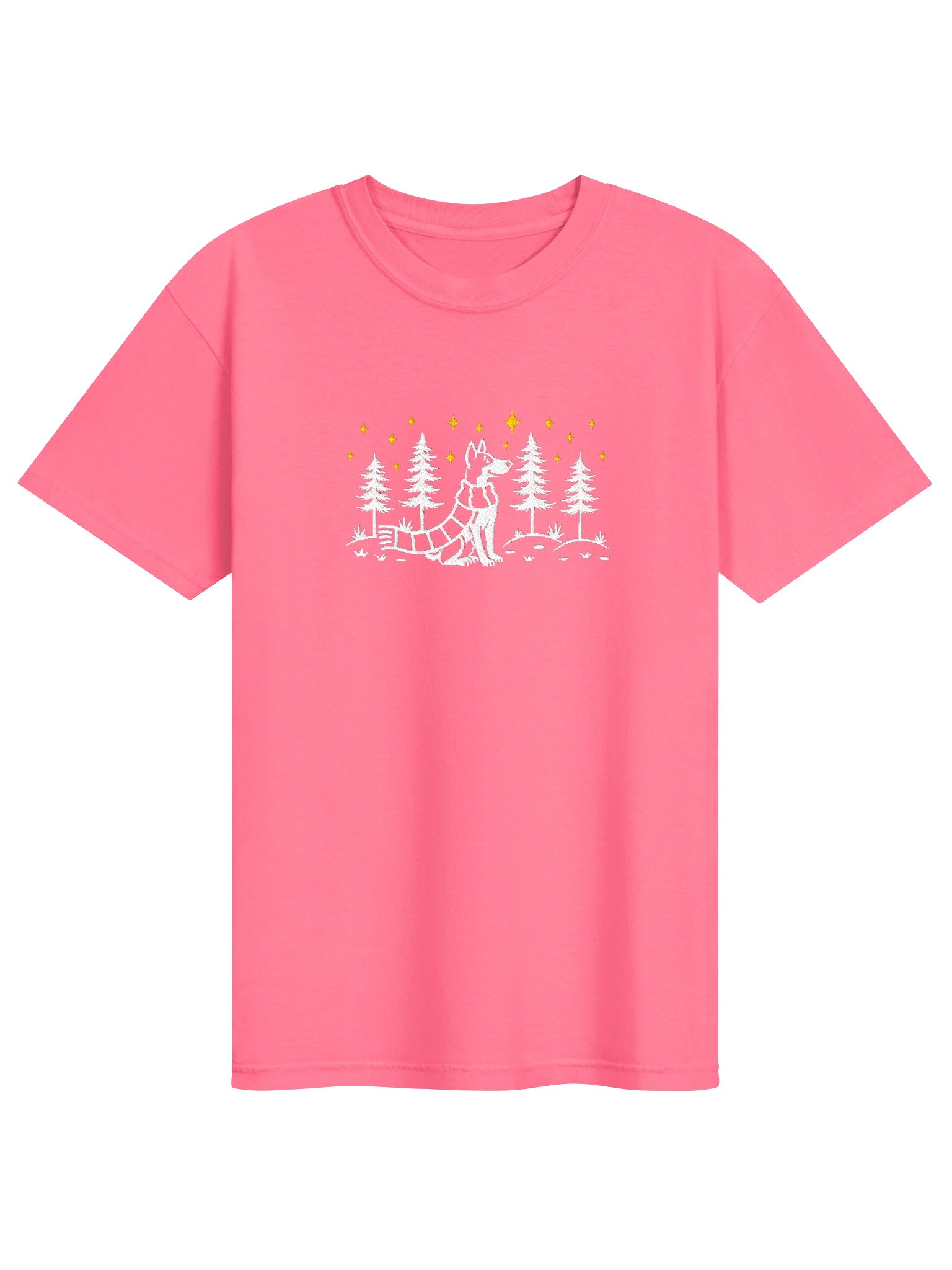 Basenji Winter/Christmas Line Art Design Embroidered T-Shirt product image (91)