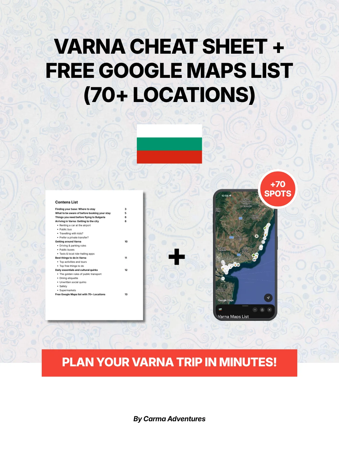 Varna Cheat Sheet + FREE Google Maps List (70+ LOCATIONS) product image (1)
