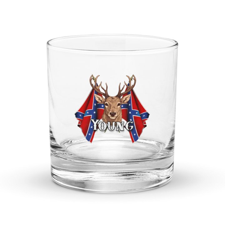 "Young" Last Name Rebel Redneck Deer - Rocks Glass product image (1)