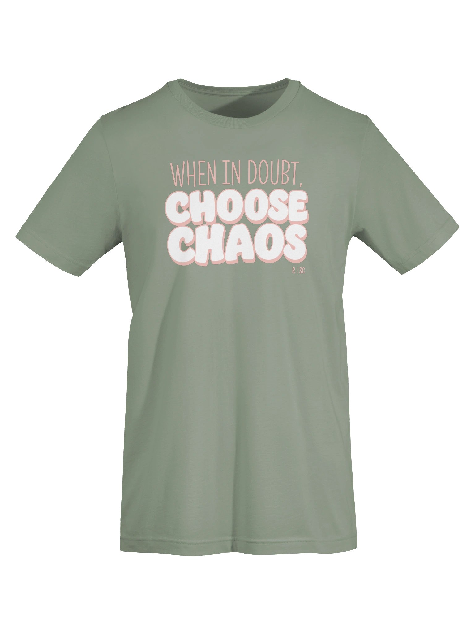 When in Doubt Choose Chaos T-shirt (Pink & White) product image (5)