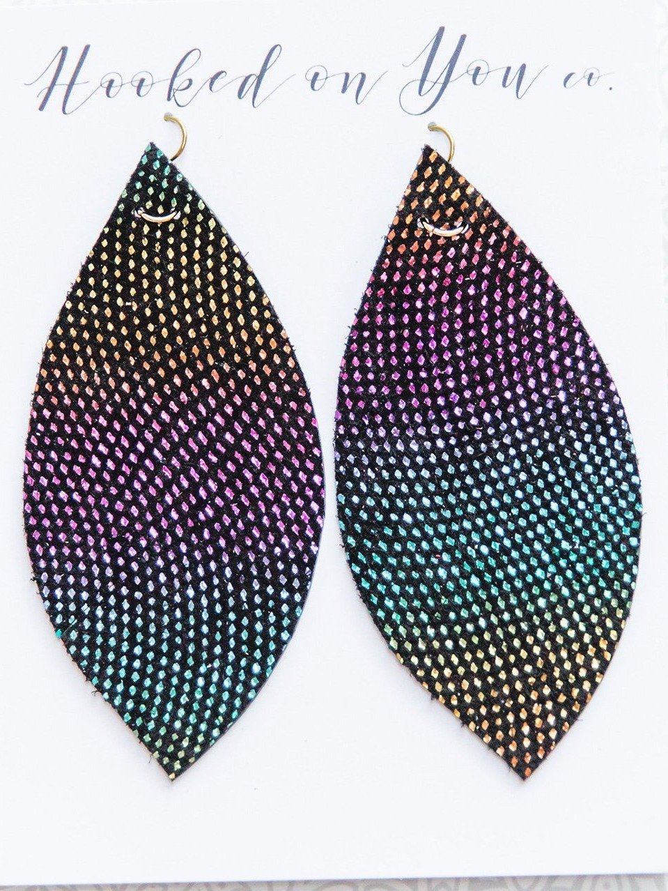 Rainbow Sparkle Leather Earrings product image (2)