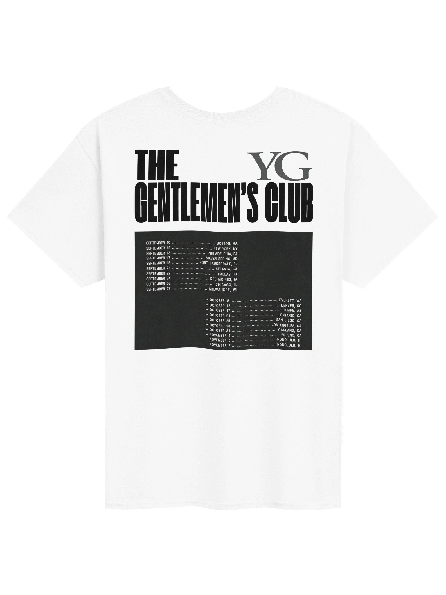 YG The Gentlemen’s Club Tour 2026 T-Shirt product image (2)