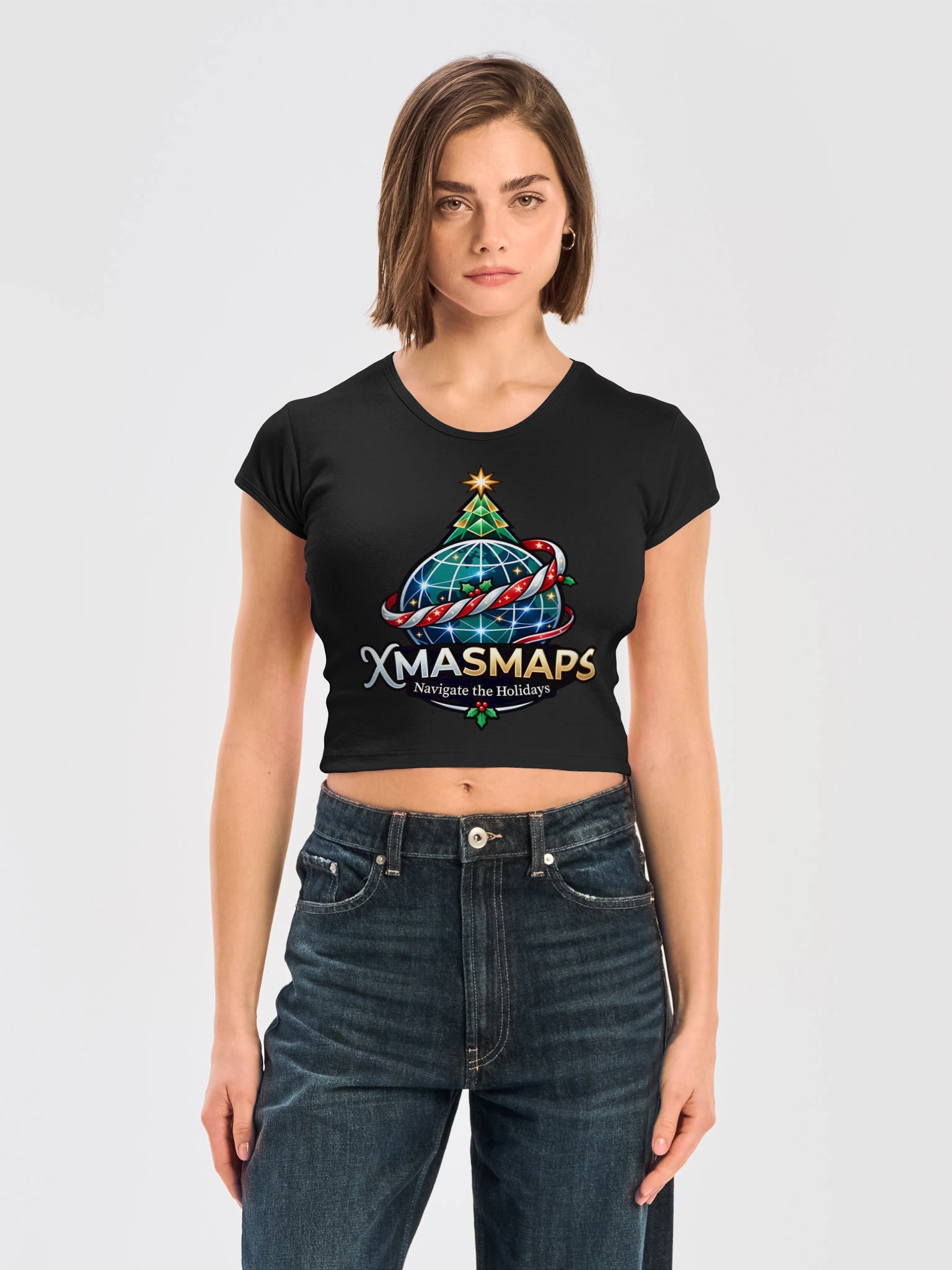 XmasMaps Women's Fitted Cropped Tee product image (11)