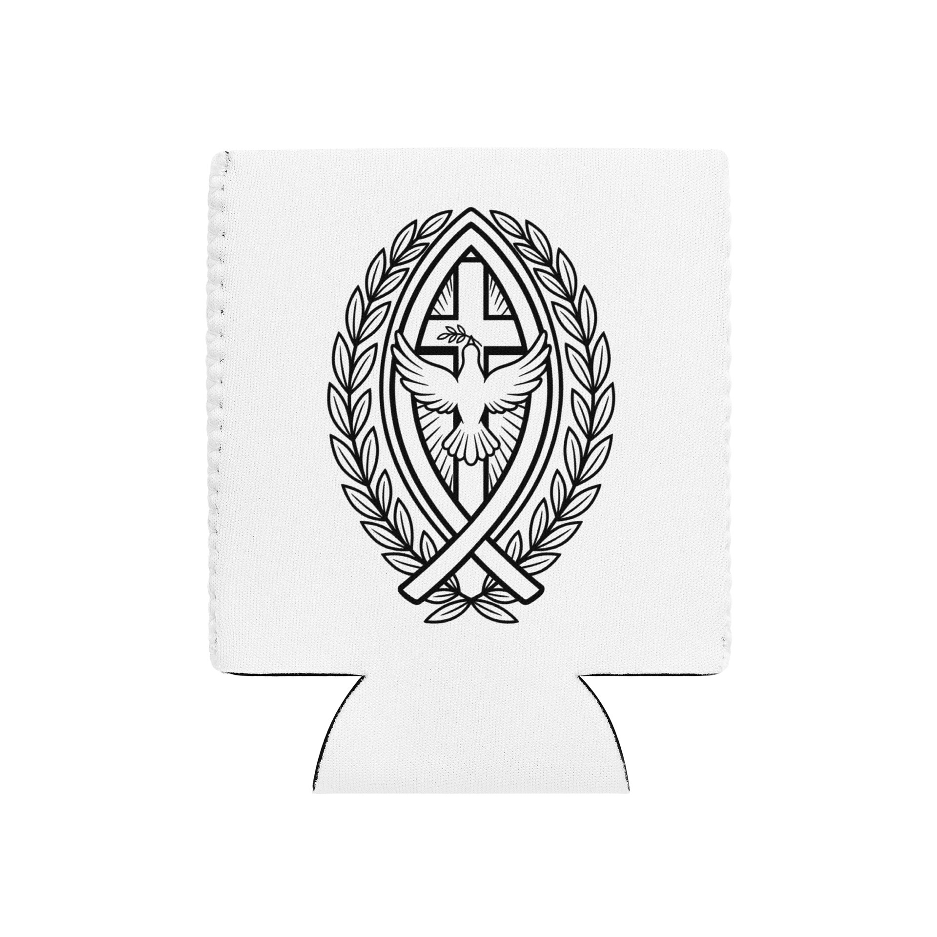 Christian Can Cooler, Cross Dove Ichthus Faith Design, Neoprene Beverage Holder Religious Party Favor and Gift, Fits Most 12oz product image (2)
