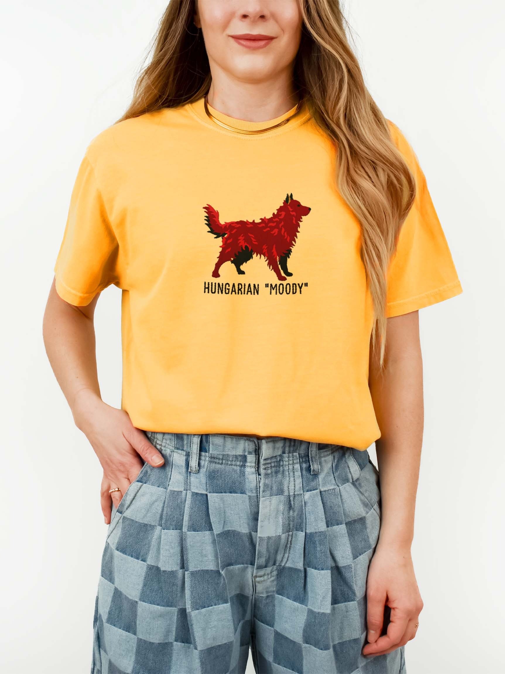 Hungarian Moody T-Shirt(Embroidered) of a Hungarian Mudi(Red) product image (2)