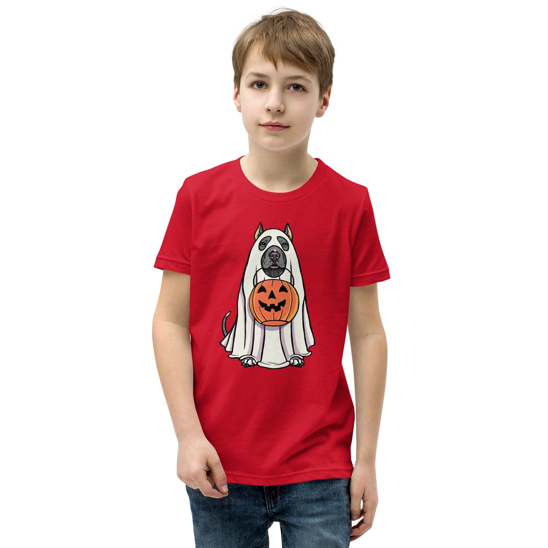 Halloween American Pitbull Terrier(Blue, Cropped Ears) Youth T-Shirt product image (1)