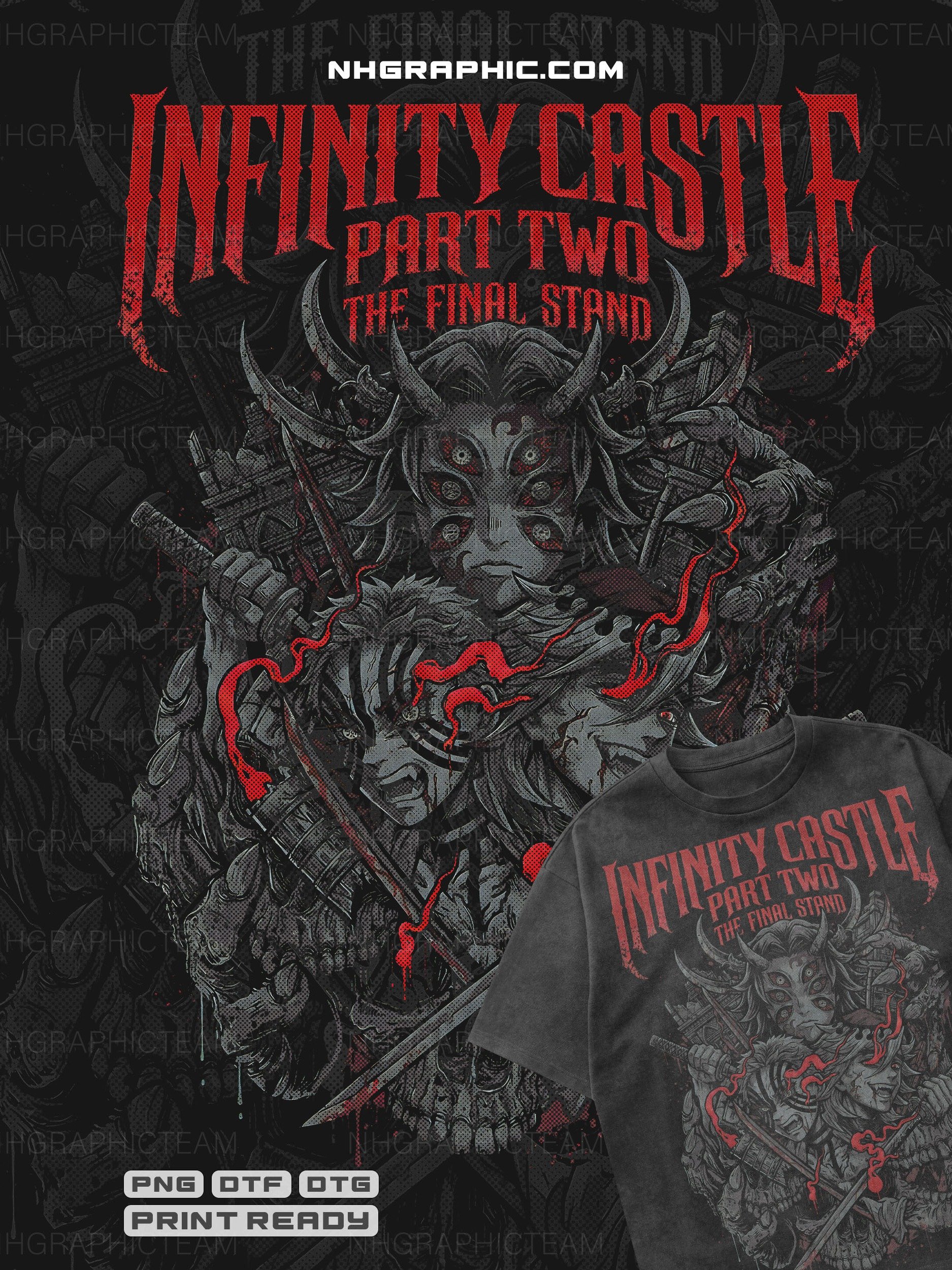 8 Demon Slayer Halftone Metal Style T-Shirt PNGs product image (8)