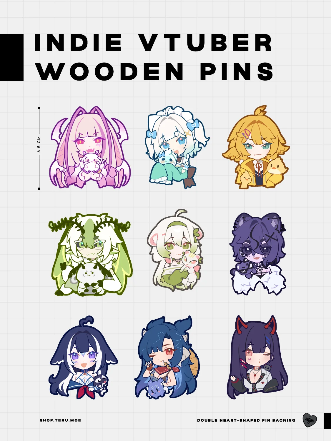 【PREORDER】Indie VTuber Wooden Pins product image (1)