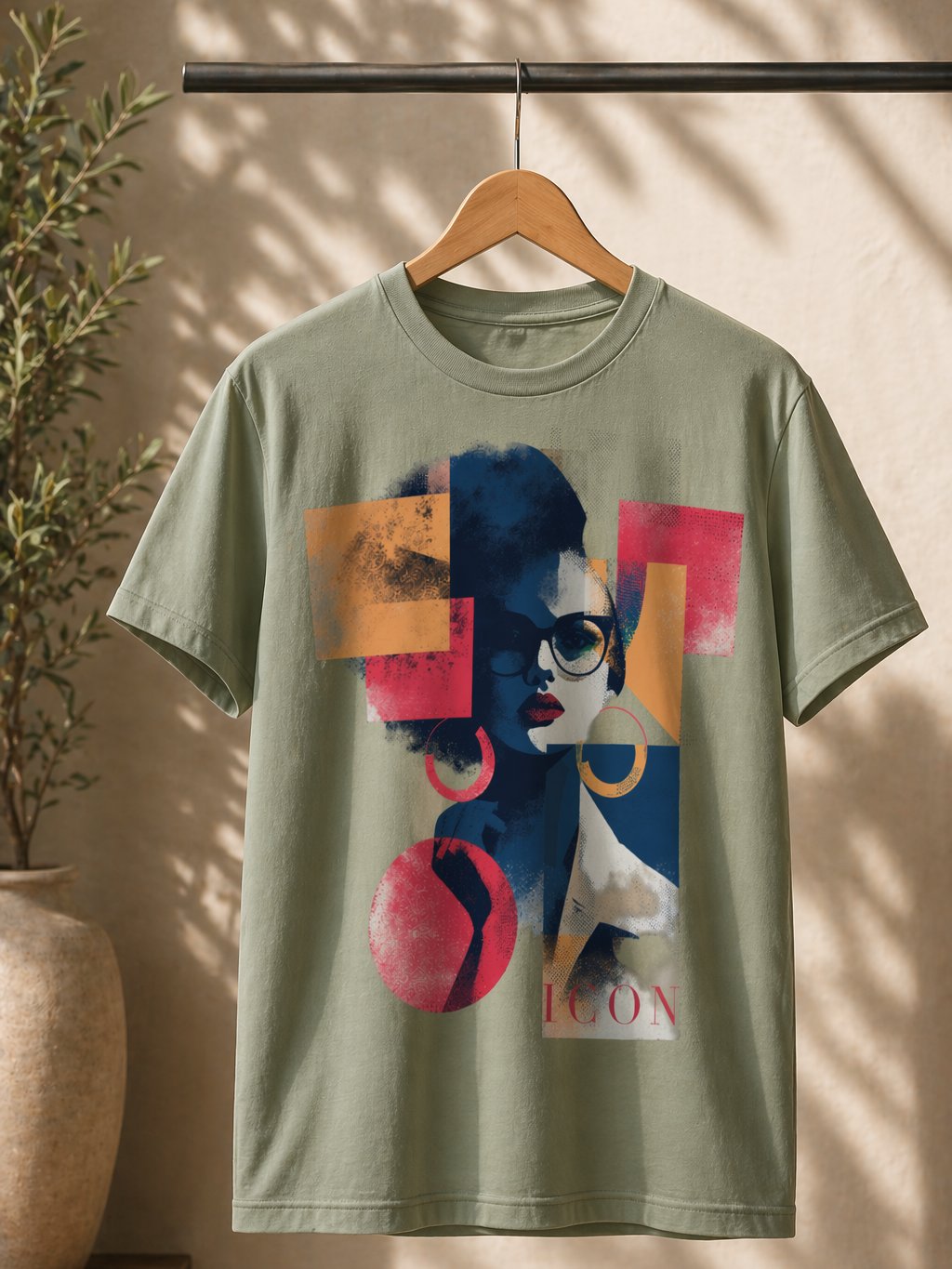 ICON Graphic T-Shirt – Premium Unisex Tee in Soft Cream, Warm Tan & Sage product image (1)