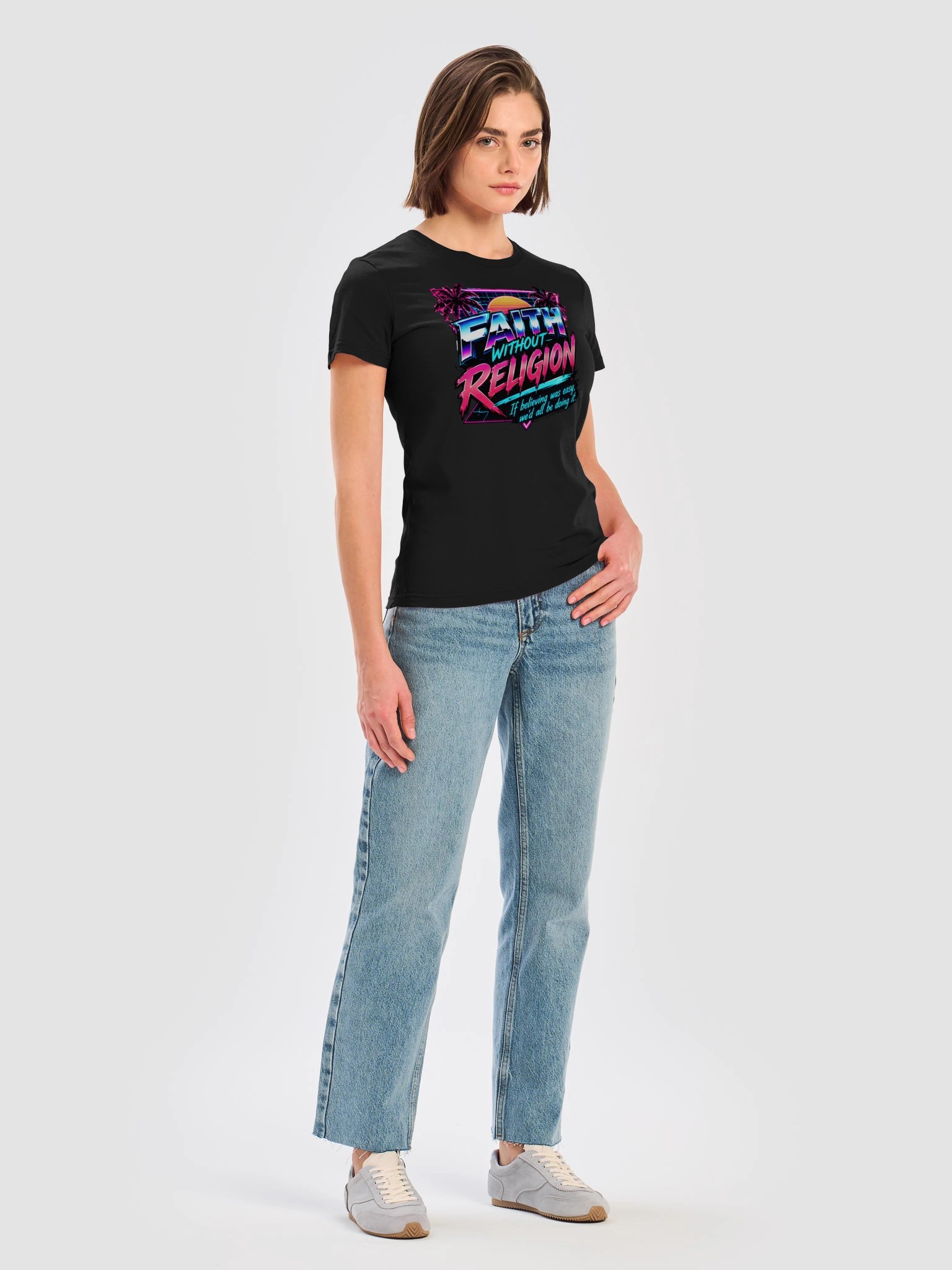 Women's Retro Sunset Grid Palm Faith Tee product image (7)