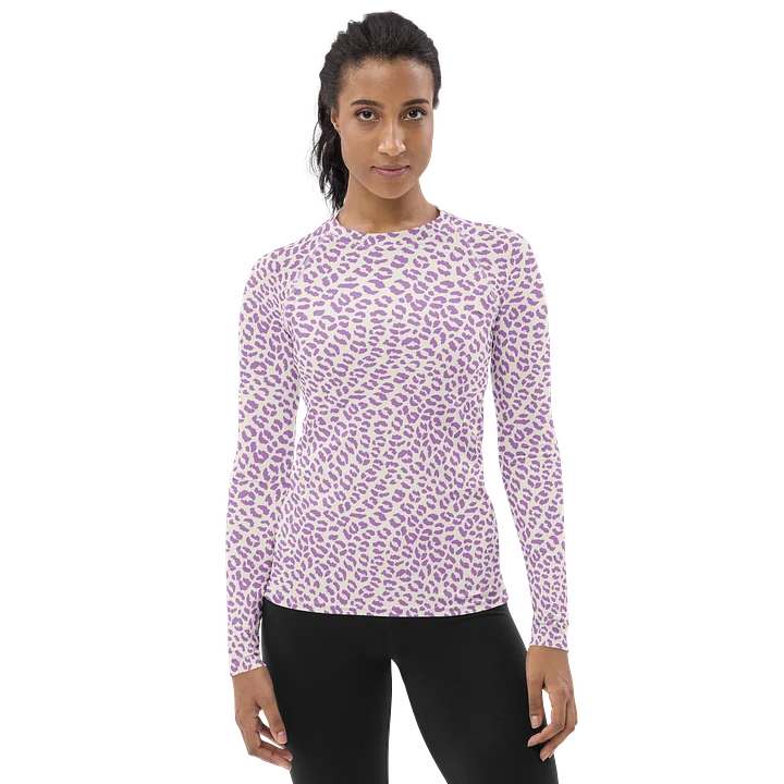 Trendy Purple Leopard Print Women's Rash Guard product image (1)