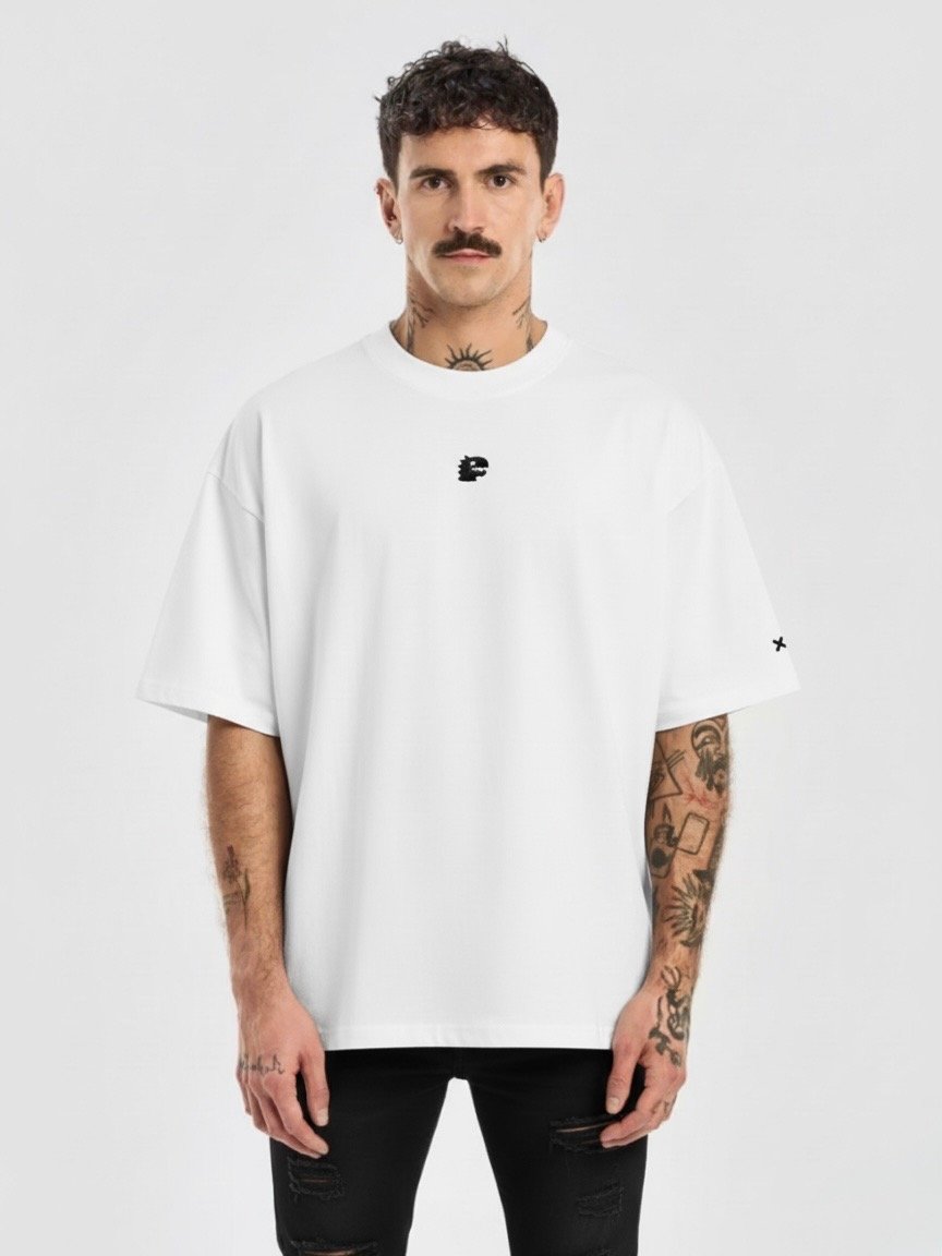 FMB ∣ JETLAG DINO Center Embroidered Oversized Tee White product image (5)