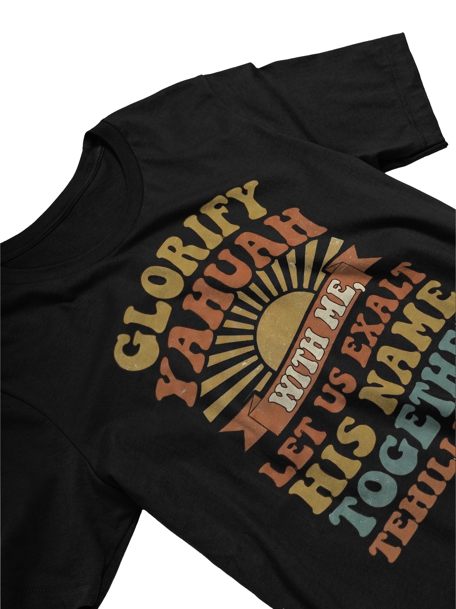 Glorify YAHUAH With Me Retro Graphic T-Shirt | Tehillim 34:3 Scripture Apparel product image (3)