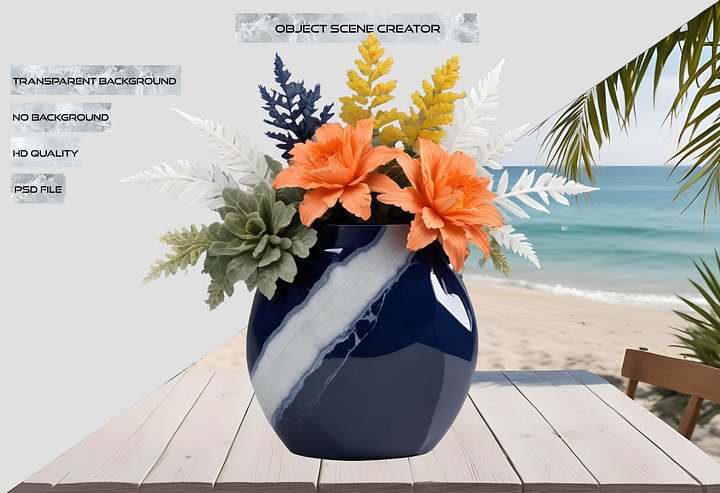 Golden Tides – Tropical Luxe Ceramic Vase PNG product image (2)