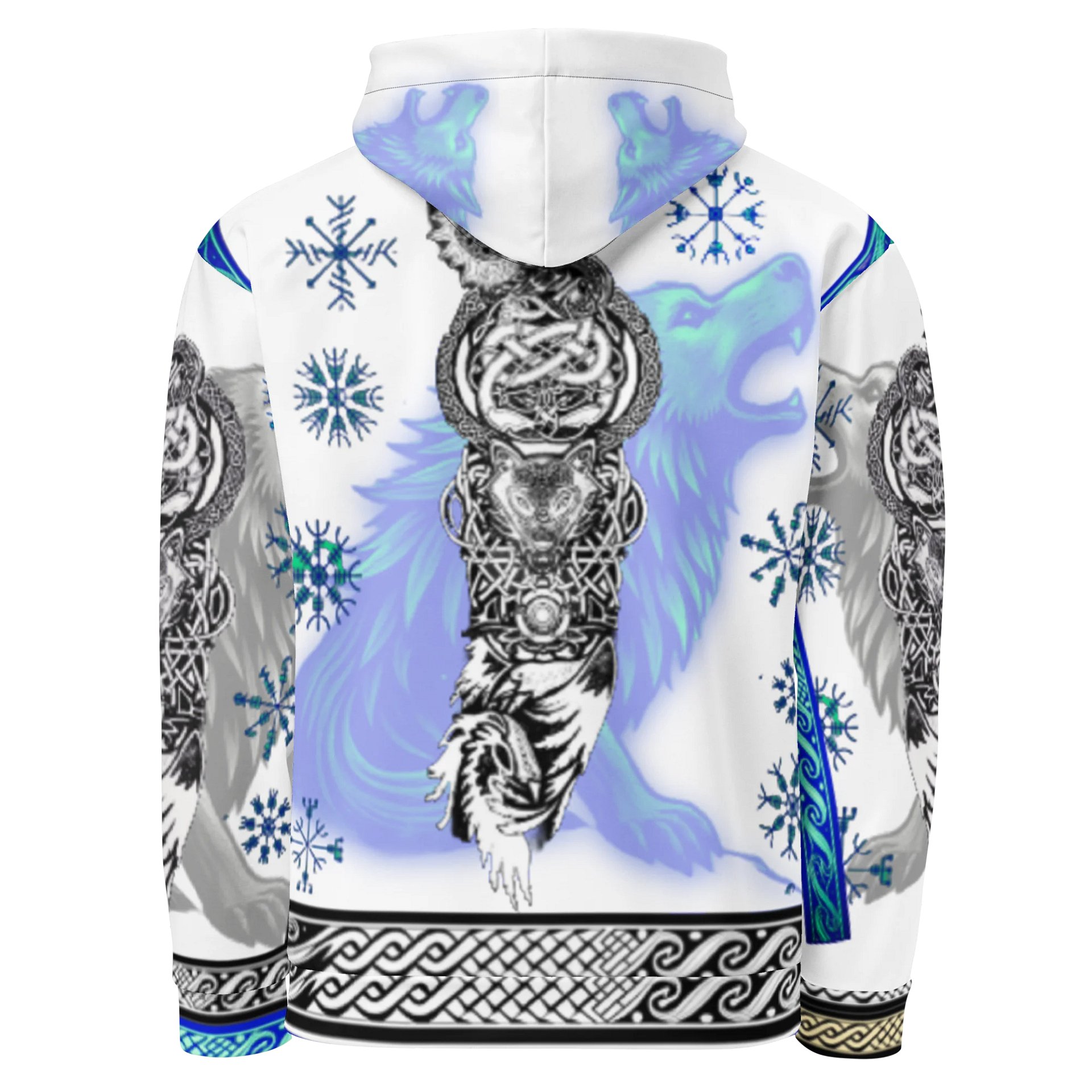 Wolf Clan Hoodie – Nordic Wolf, Celtic Trim, Blue Ice Accents product image (3)