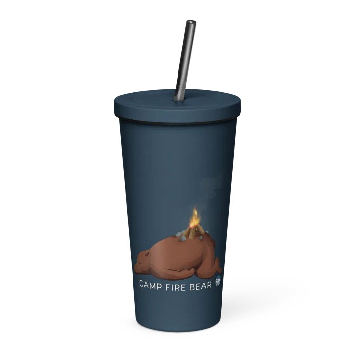 Camp Fire Bear Insulated Tumbler with a Straw product image (1)