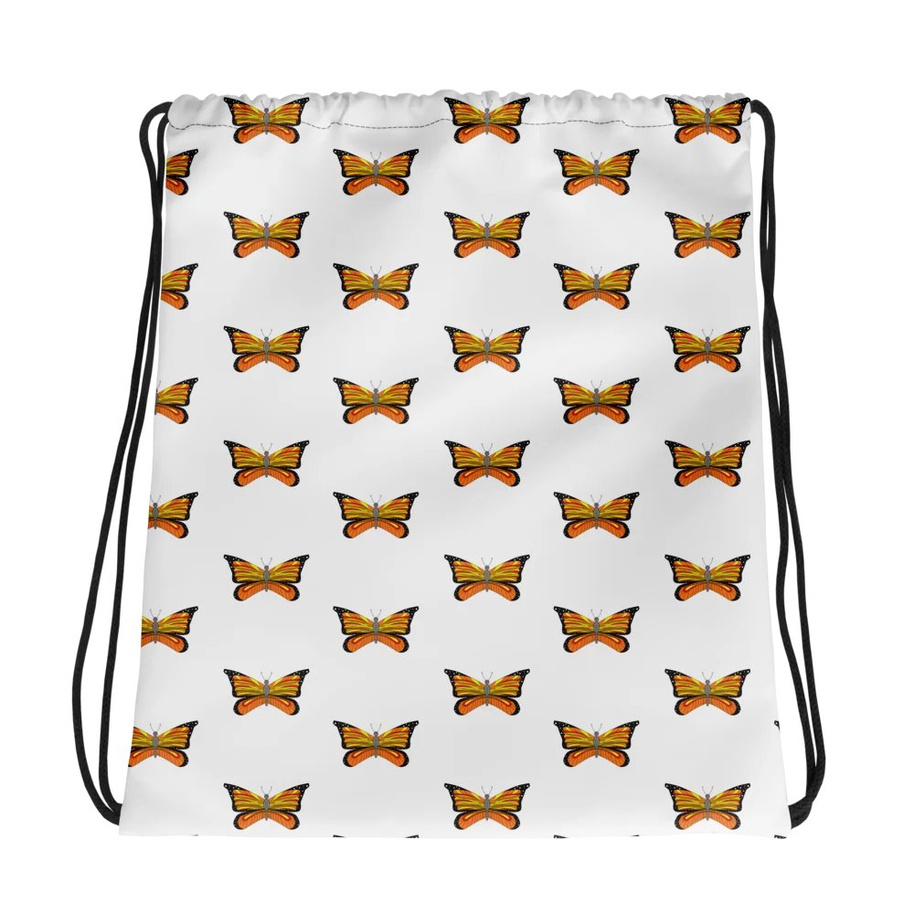 Symmetrical Butterfly Grid Drawstring Bag product image (1)