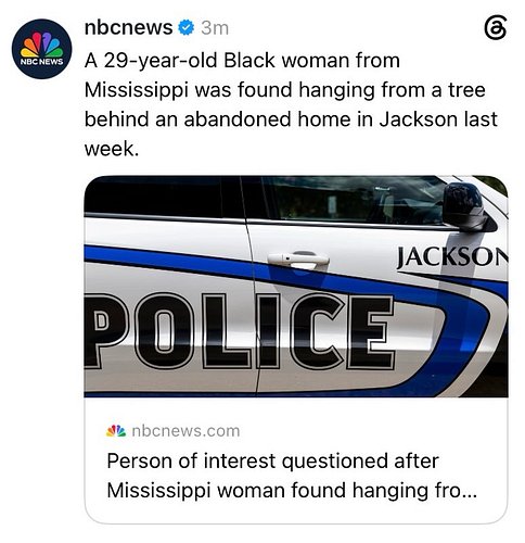 I’m legitimately terrified for Black people in Mississippi. These stories keep popping up & it feels like it’s not be taken s...