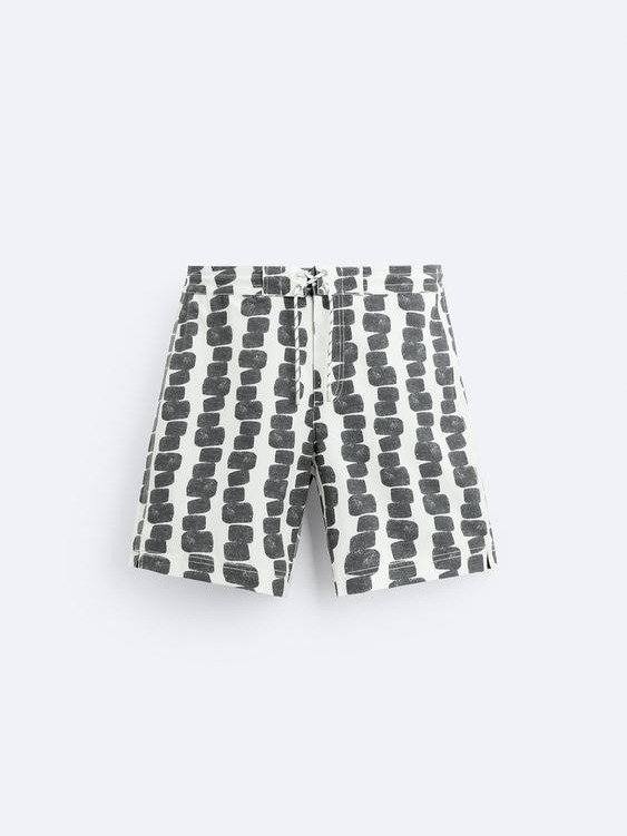 LONG ABSTRACT PRINT SWIMMING TRUNKS product image (1)