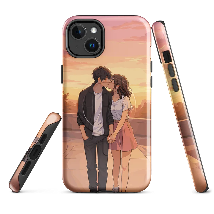 Couple twilight kiss on an urban sidewalk iPhone® Tough Case product image (1)