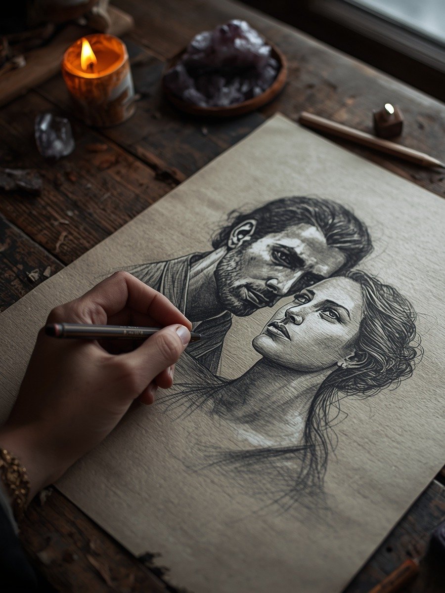 🎨 İKİZ ALEV KARAKALEM TASLAK ÇİZİMİ (Ruhsal Portre) product image (1)