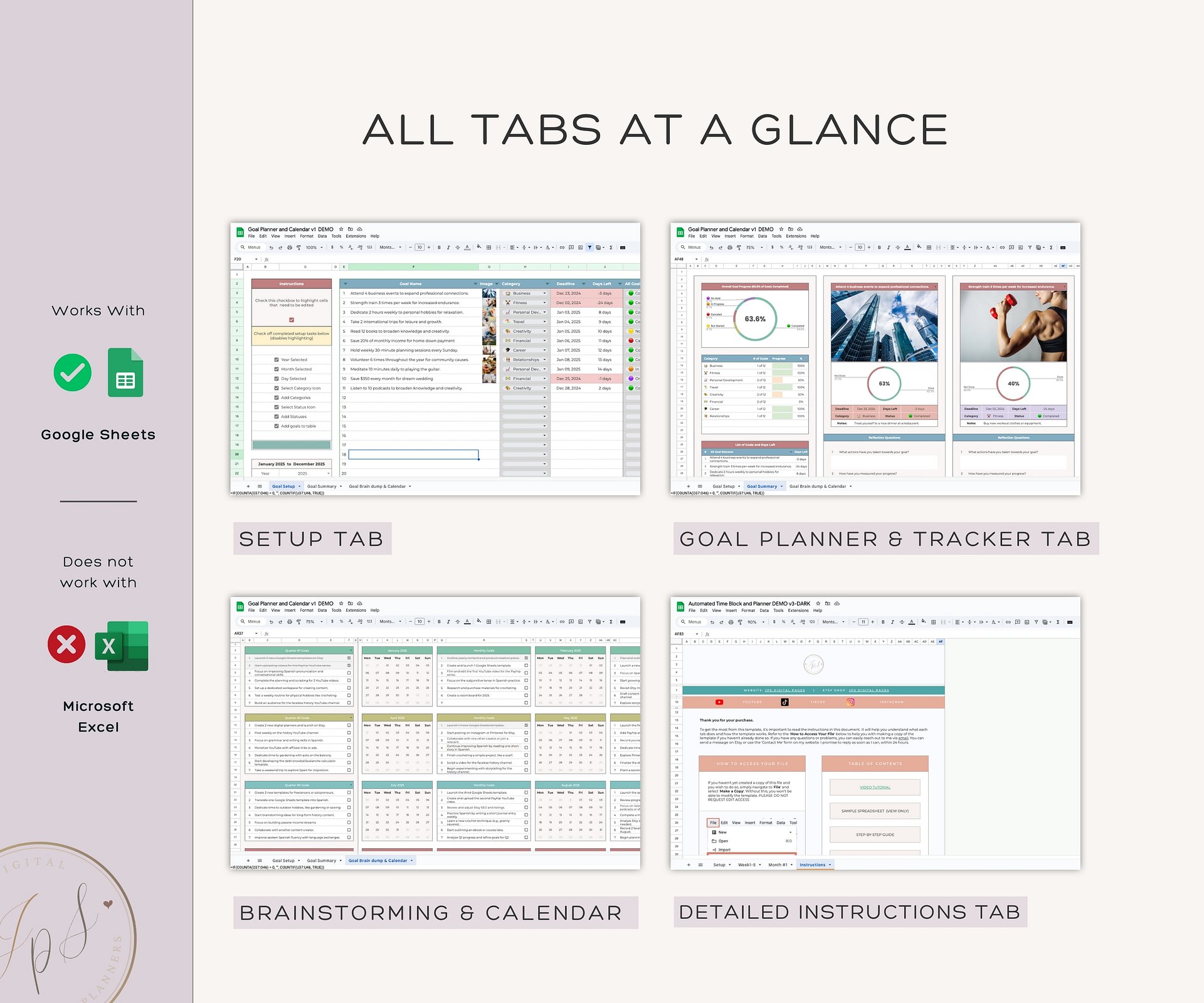 Goal Planner and Tracker, Google Sheets Template product image (9)