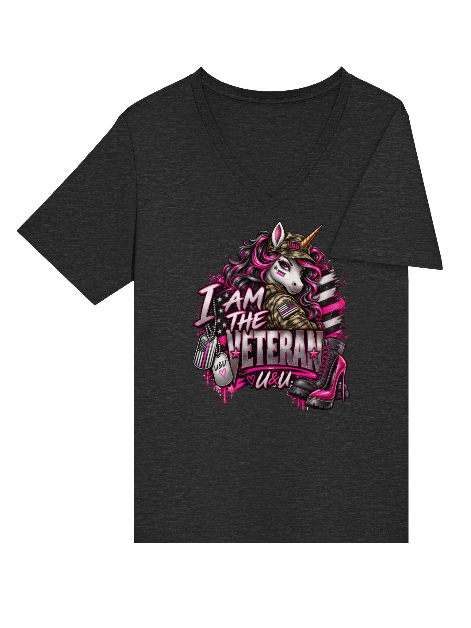 I am the Veteran Unicorn V-Neck Tee product image (4)