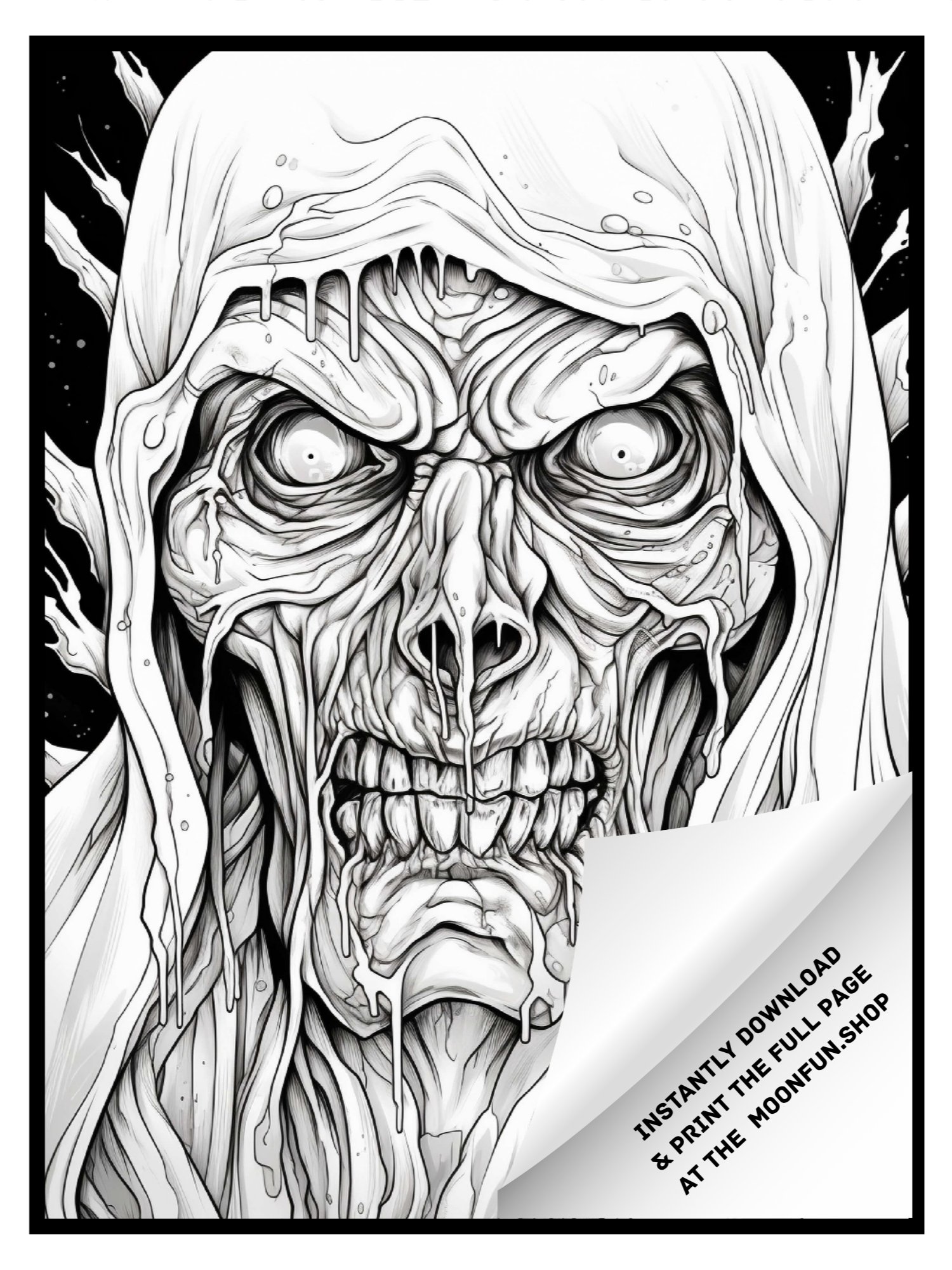 💀 50 Creepy Horror Halloween Coloring Pages for Teens & Adults product image (4)