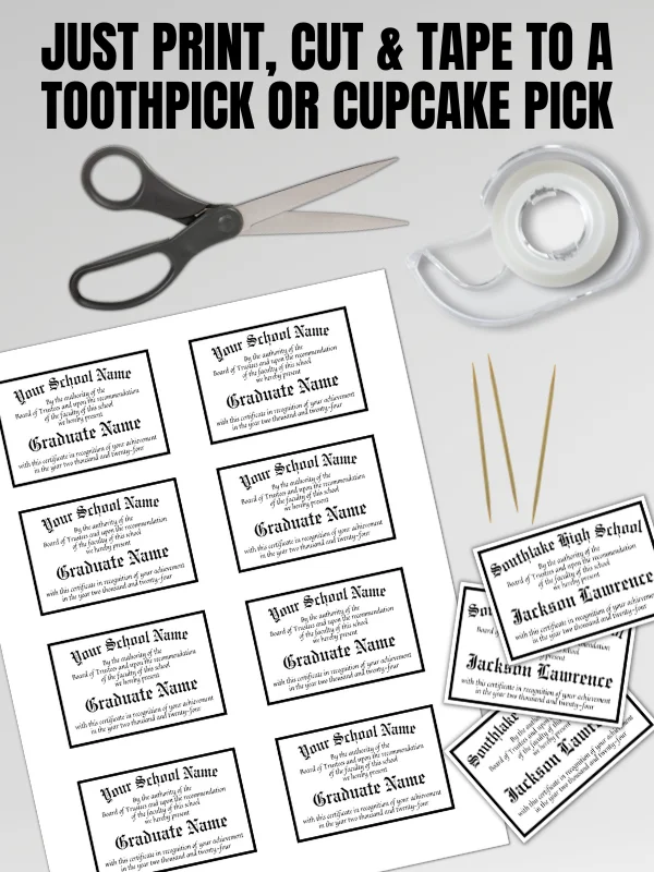 Editable Graduation Diploma Cupcake Toppers product image (6)