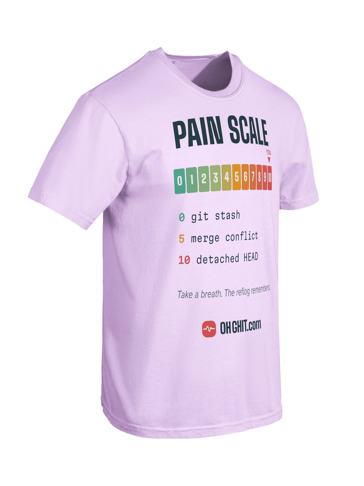 Git Pain Scale Tee – From git stash to Detached HEAD product image (6)