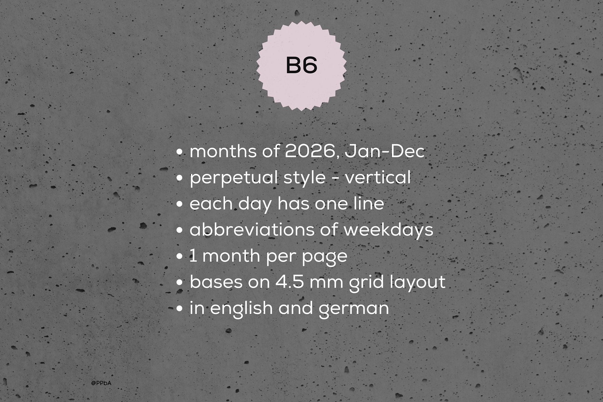 monthly pages - B6 - 2026 (4.3) product image (2)