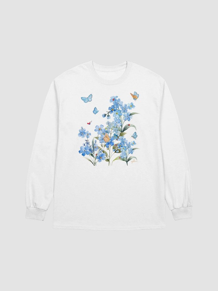 Forget-Me-Not Whispers Long Sleeve Tee | 100% Cotton, Floral Design with Butterflies | Inclusive Sizes product image (1)
