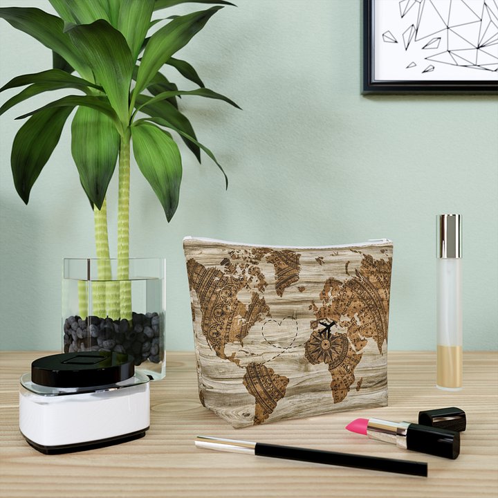 Cotton Cosmetic Bag World Map product image (1)