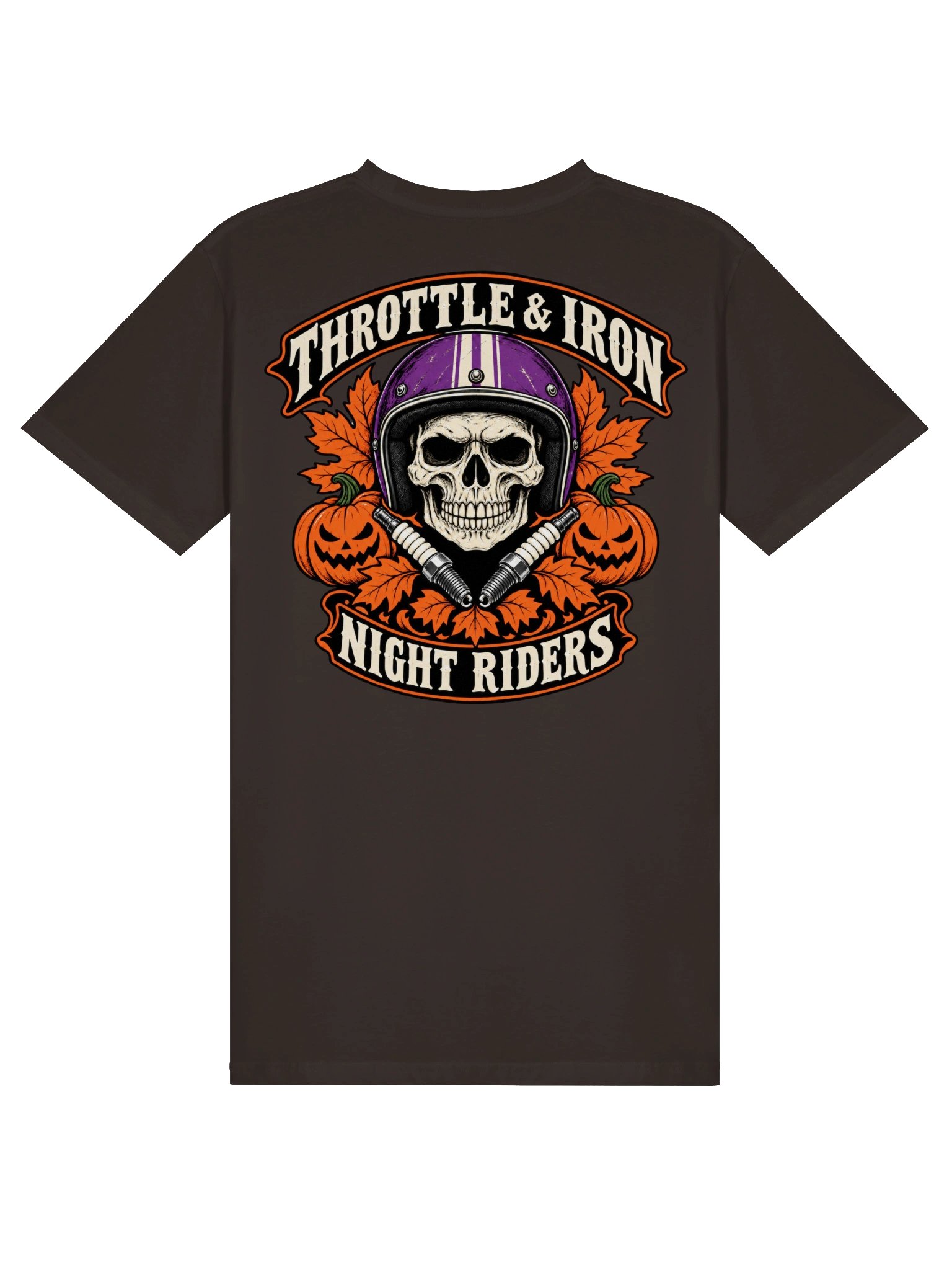 Throttle & Iron Night Riders Skull & Pumpkins Halloween T-Shirt product image (2)